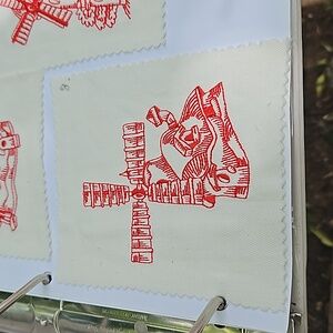 Handmade machine embroidery windmill patch
